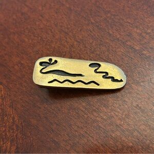 Native American Navajo Style Snakes Animals Tie Bar Clasp Money Clip Mid Century